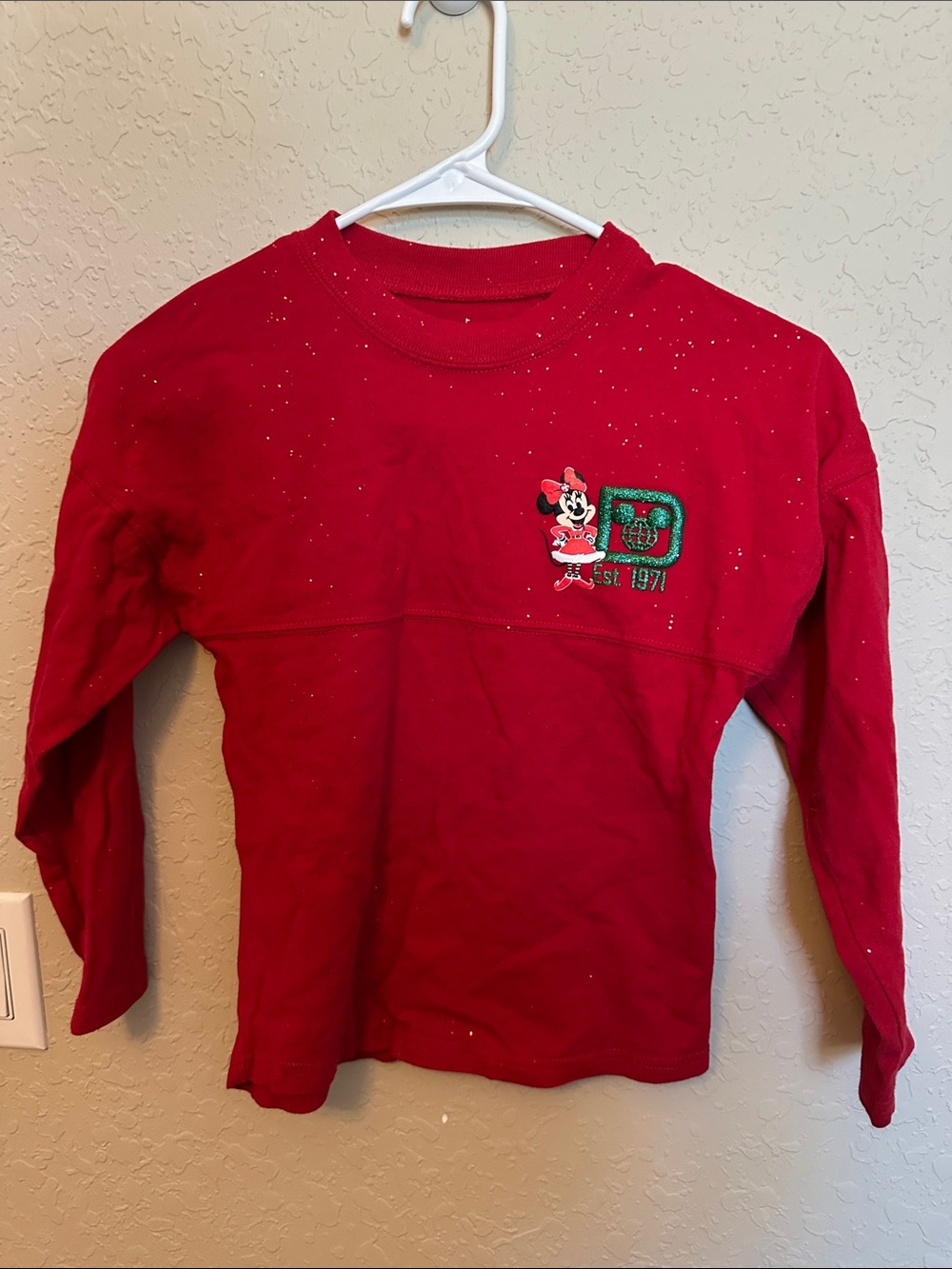 Red Minnie Mouse Embroidered Kids Long Sleeve Top spirit Jersey
